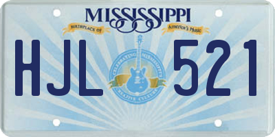 MS license plate HJL521