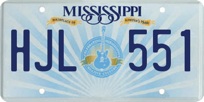 MS license plate HJL551