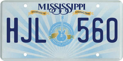 MS license plate HJL560