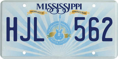 MS license plate HJL562