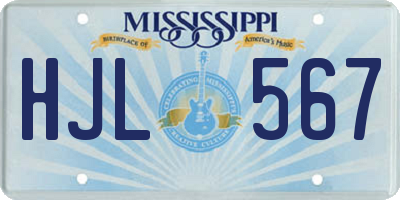 MS license plate HJL567