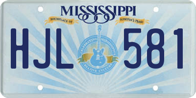 MS license plate HJL581