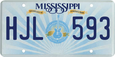 MS license plate HJL593