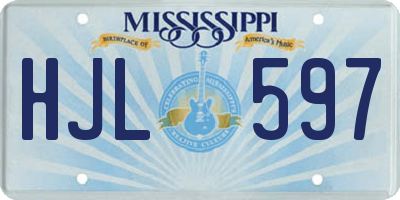 MS license plate HJL597