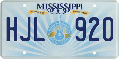 MS license plate HJL920