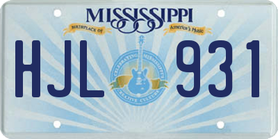MS license plate HJL931