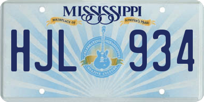MS license plate HJL934
