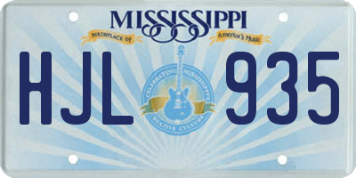 MS license plate HJL935