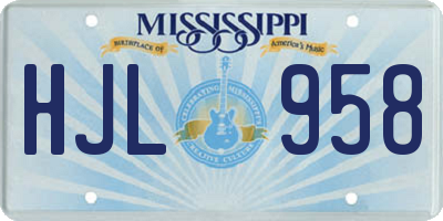 MS license plate HJL958