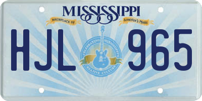 MS license plate HJL965