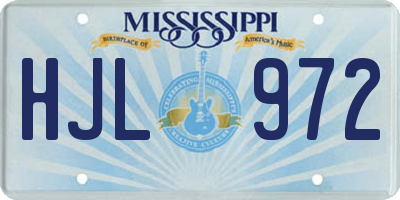 MS license plate HJL972