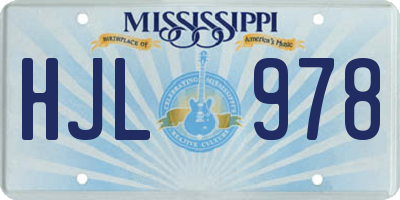 MS license plate HJL978