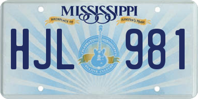MS license plate HJL981