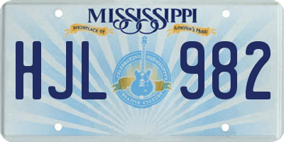 MS license plate HJL982