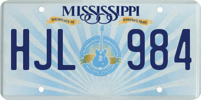 MS license plate HJL984