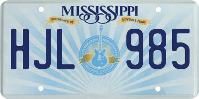 MS license plate HJL985