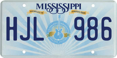 MS license plate HJL986