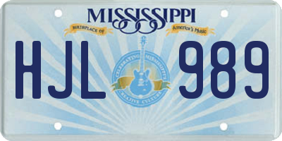 MS license plate HJL989