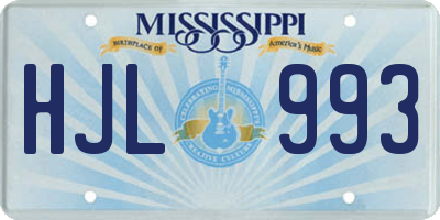 MS license plate HJL993