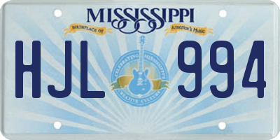 MS license plate HJL994