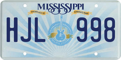 MS license plate HJL998