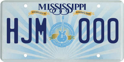 MS license plate HJM000