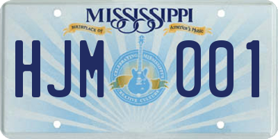 MS license plate HJM001