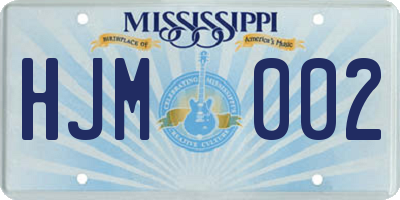MS license plate HJM002
