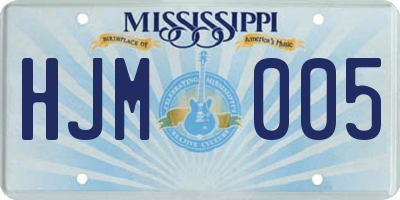 MS license plate HJM005