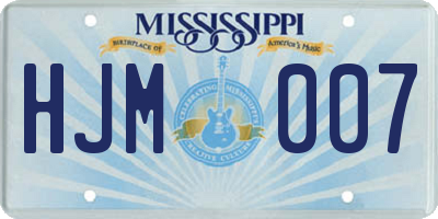 MS license plate HJM007