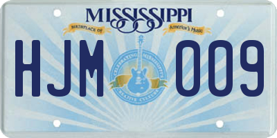 MS license plate HJM009