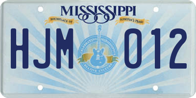 MS license plate HJM012