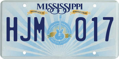 MS license plate HJM017