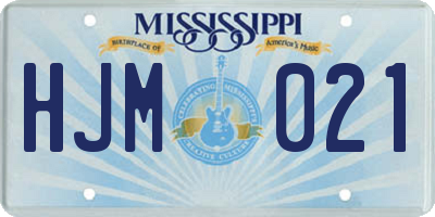 MS license plate HJM021