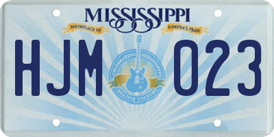 MS license plate HJM023