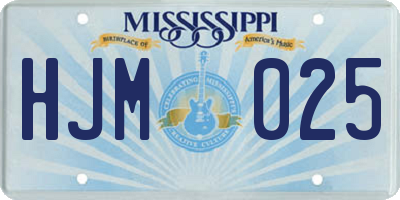 MS license plate HJM025