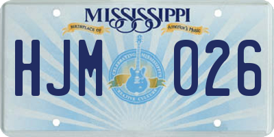 MS license plate HJM026