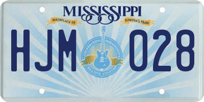 MS license plate HJM028