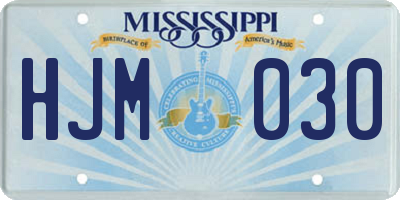 MS license plate HJM030