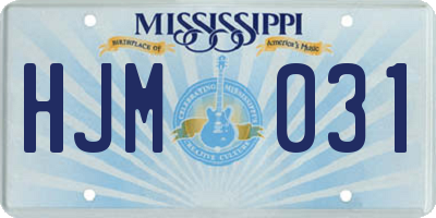 MS license plate HJM031
