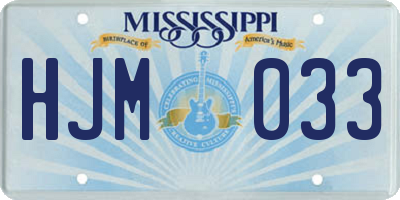 MS license plate HJM033
