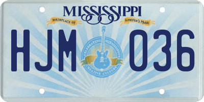 MS license plate HJM036