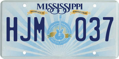 MS license plate HJM037