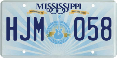 MS license plate HJM058
