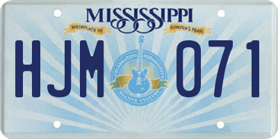 MS license plate HJM071