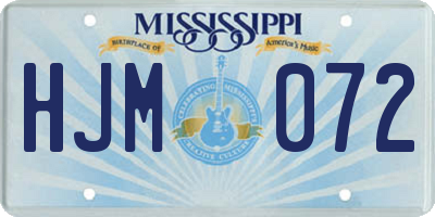MS license plate HJM072