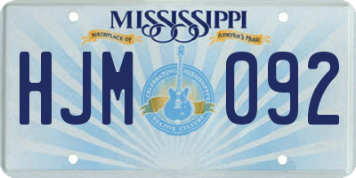 MS license plate HJM092