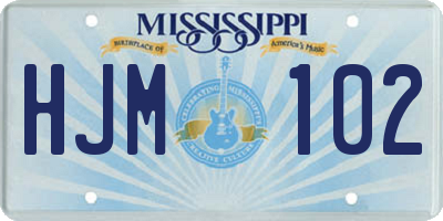 MS license plate HJM102