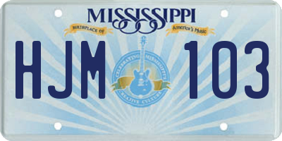 MS license plate HJM103