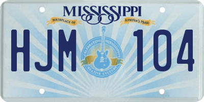 MS license plate HJM104